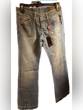NWT Gene Jeans Size 24 Deadstock Y2K Straight Leg Zip Pockets $110- Retail